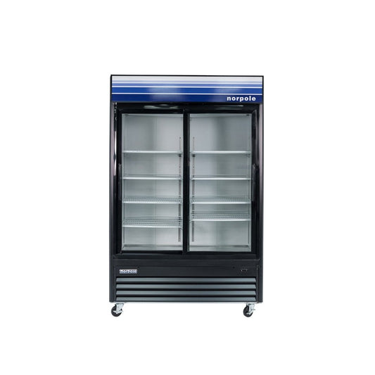 Norpole 2 Slide Glass Door Merchandiser Refrigerator 53" in Black