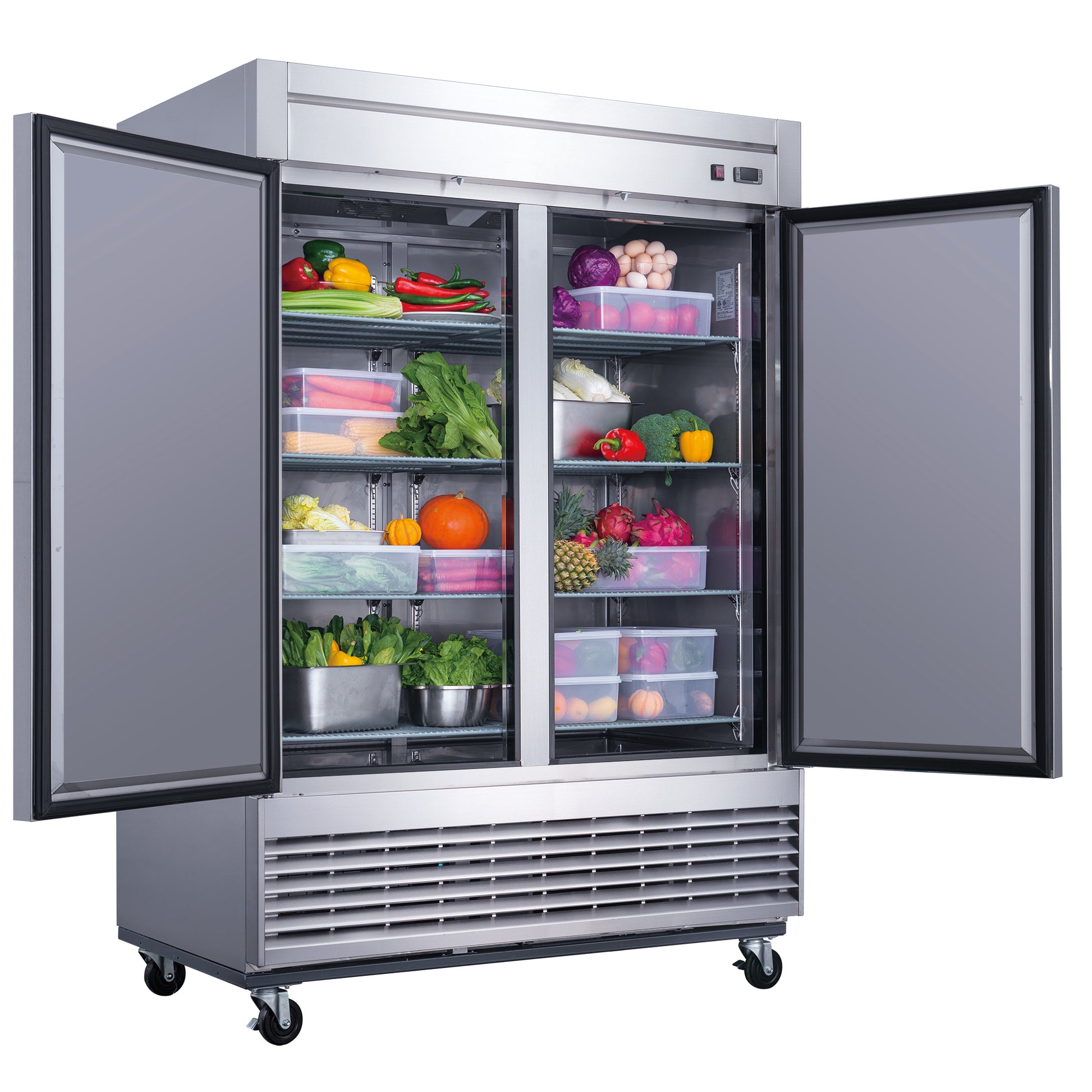 Dukers D55R 2-Door Commercial Refrigerator in Stainless Steel