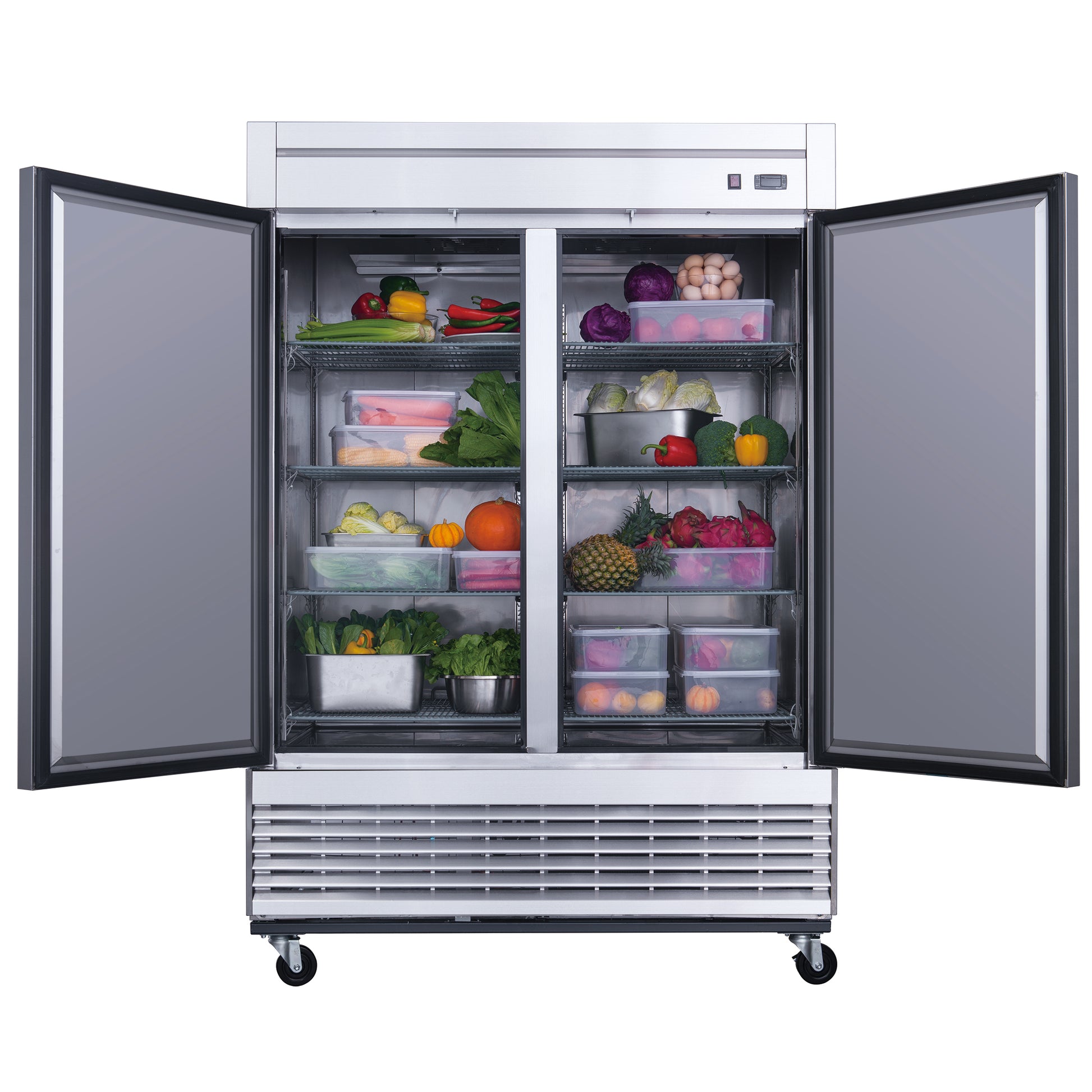 Dukers D55R 2-Door Commercial Refrigerator in Stainless Steel