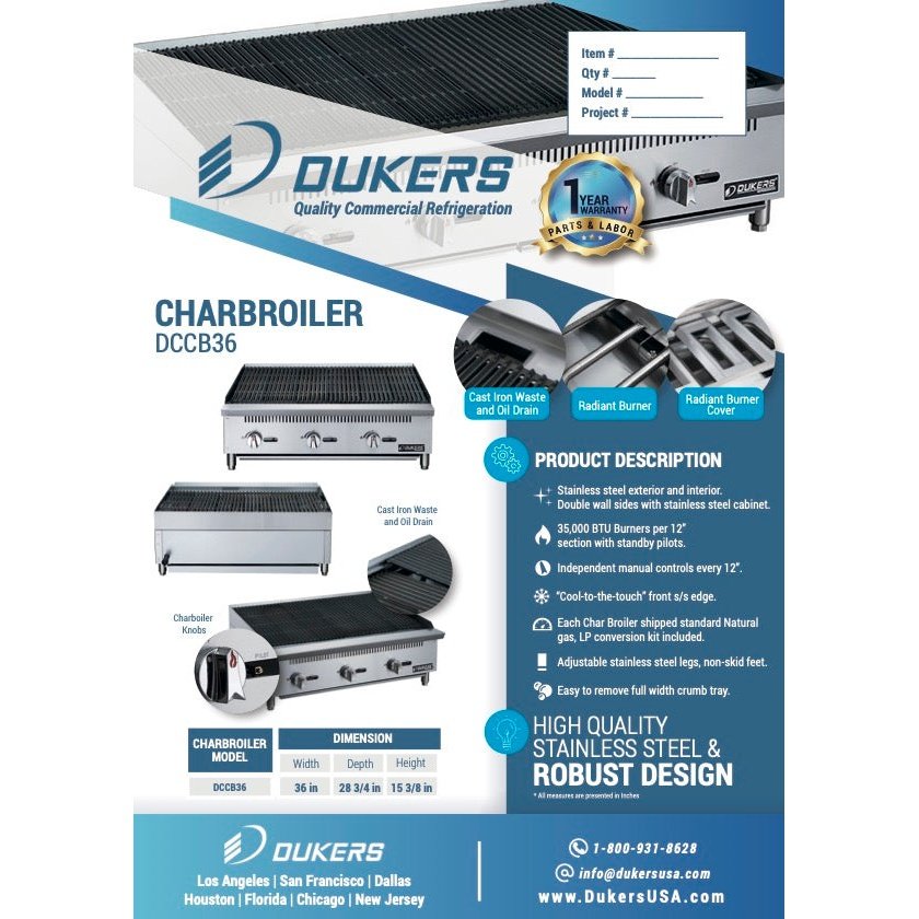 Dukers DCCB36 36 in. W Countertop Charbroiler