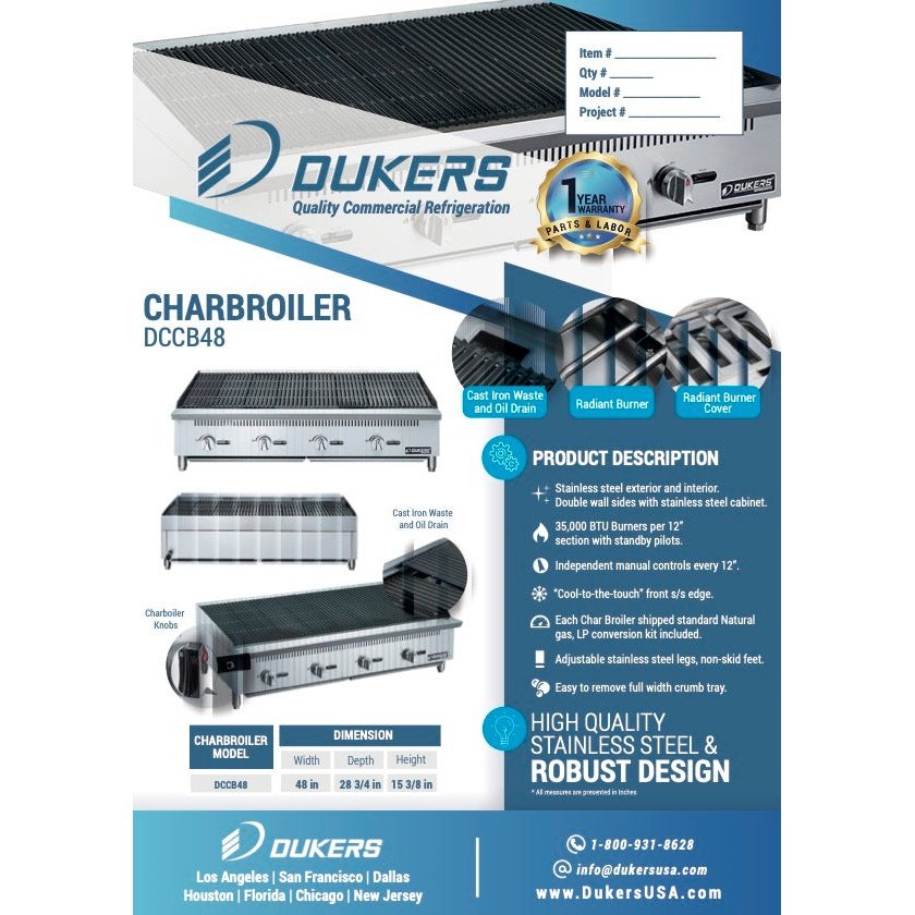Dukers DCCB48 48 in. W Countertop Charbroiler