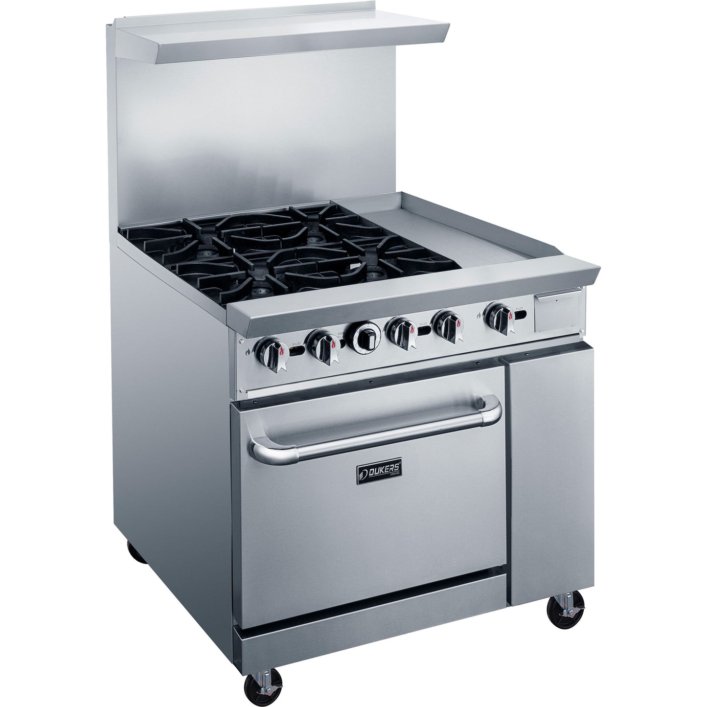 Dukers DCR36-4B12GM 36″ Gas Range with Four 4 Open Burners & 12″ Griddle