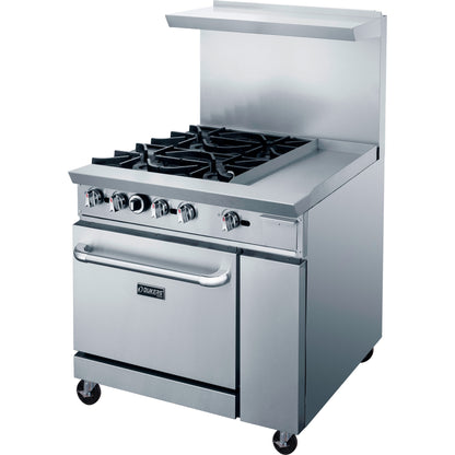 Dukers DCR36-4B12GM 36″ Gas Range with Four 4 Open Burners & 12″ Griddle