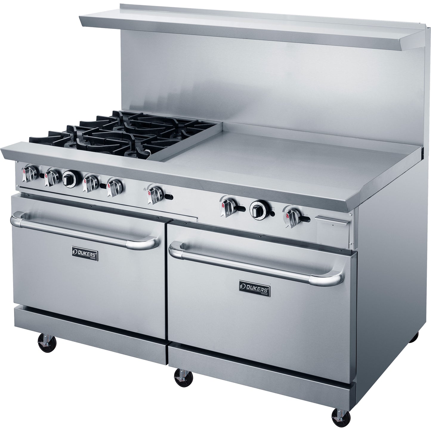 Dukers DCR60-4B36GM 60″ Gas Range with Four 4 Open Burners & 36″ Griddle