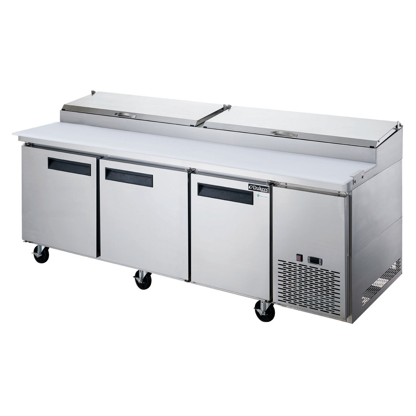 Dukers DPP90-12-S3 Commercial 3-Door Pizza Prep Table Refrigerator