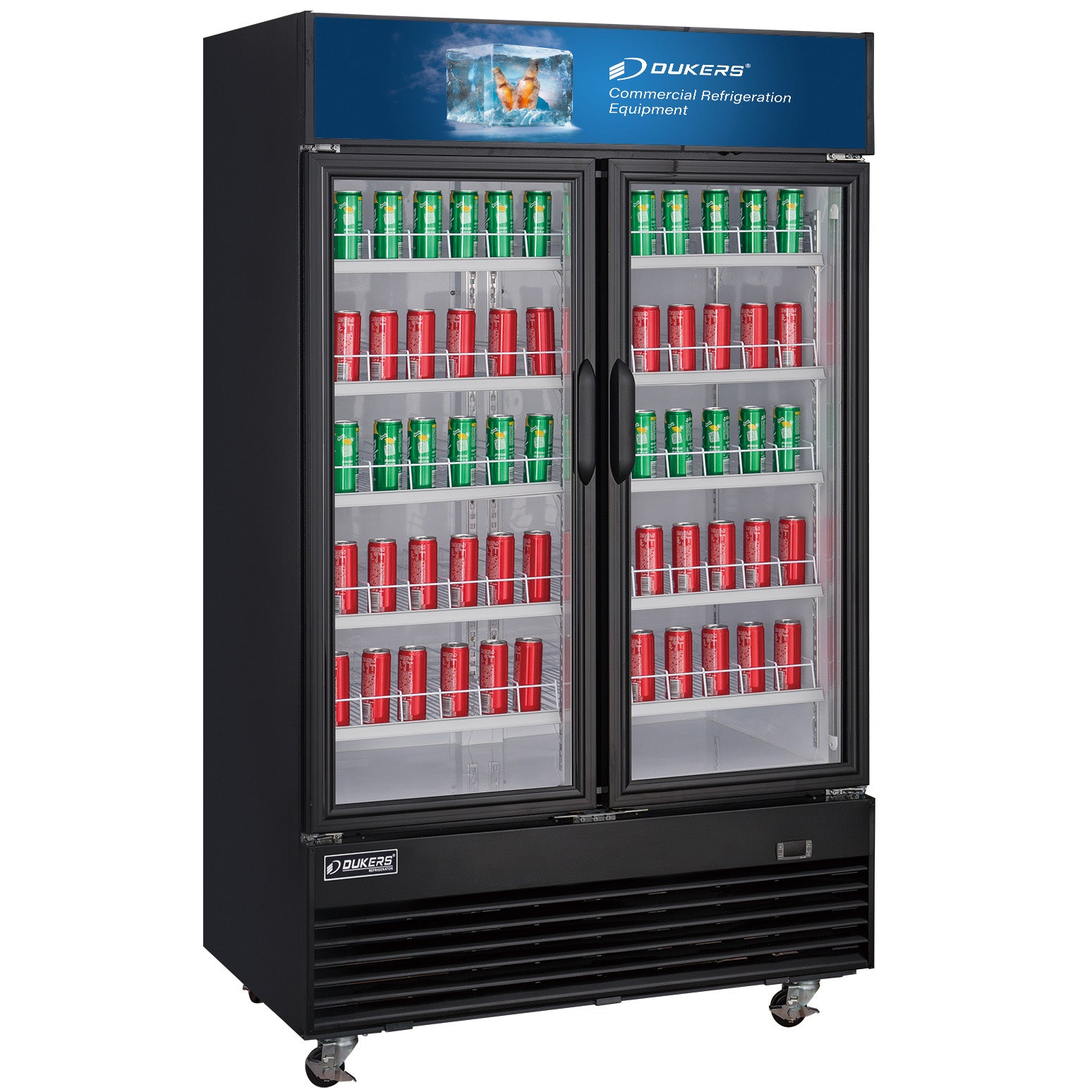 Dukers DSM-48R Commercial Glass Swing 2-Door Merchandiser Refrigerator