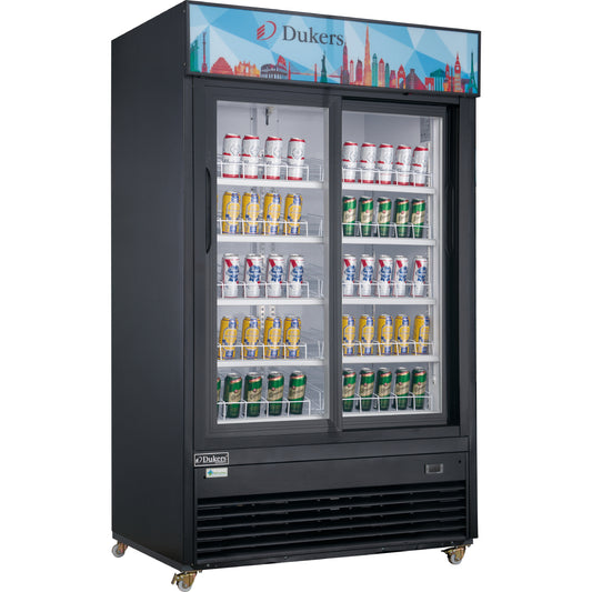 Dukers DSM-40SR Commercial Glass Sliding 2-Door Merchandiser Refrigerator