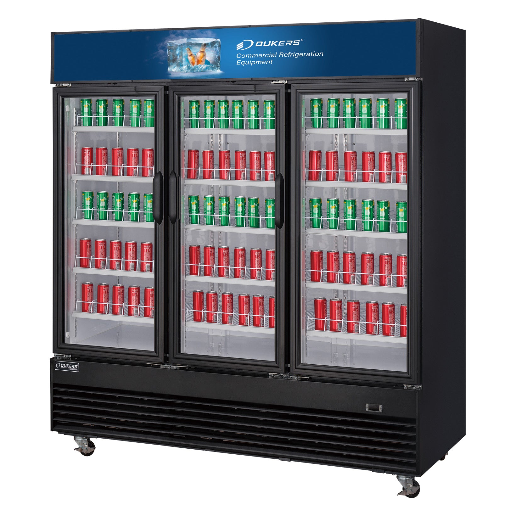 Dukers DSM-69R Commercial Glass Swing 3-Door Merchandiser Refrigerator