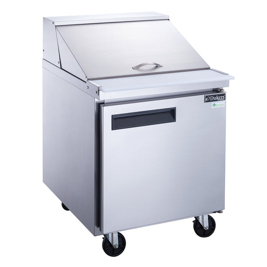 Dukers DSP29-12M-S1 1-Door Commercial Food Prep Table Refrigerator in Stainless Steel with Mega Top