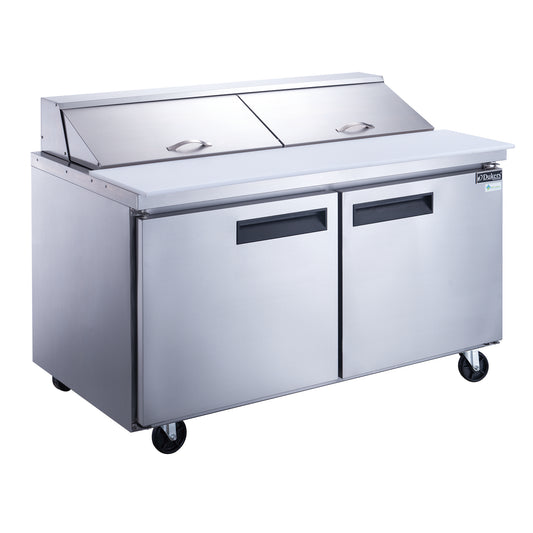Dukers DSP60-16-S2 2-Door Commercial Food Prep Table Refrigerator in Stainless Steel