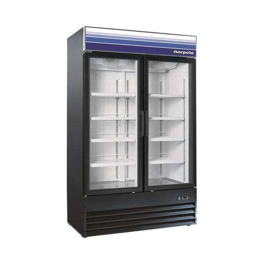 Norpole 2 Swing Glass Door Merchandiser Refrigerator 53" in Black