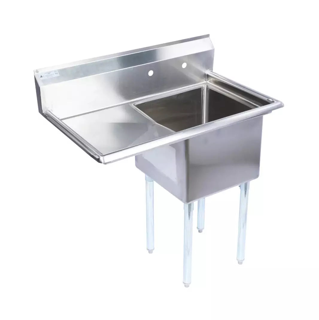 One Compartment Stainless Steel Commercial Sink With Left Drainboard