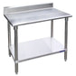 KCS 24" x 36" Stainless Steel Work Table with 4" Backsplash and Galvanized Under Shelf